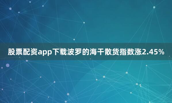股票配资app下载波罗的海干散货指数涨2.45%